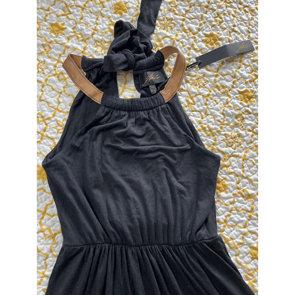 Akiko faux leather halter neck Elastic Waist dress NWT size xs - Picture 4 of 11